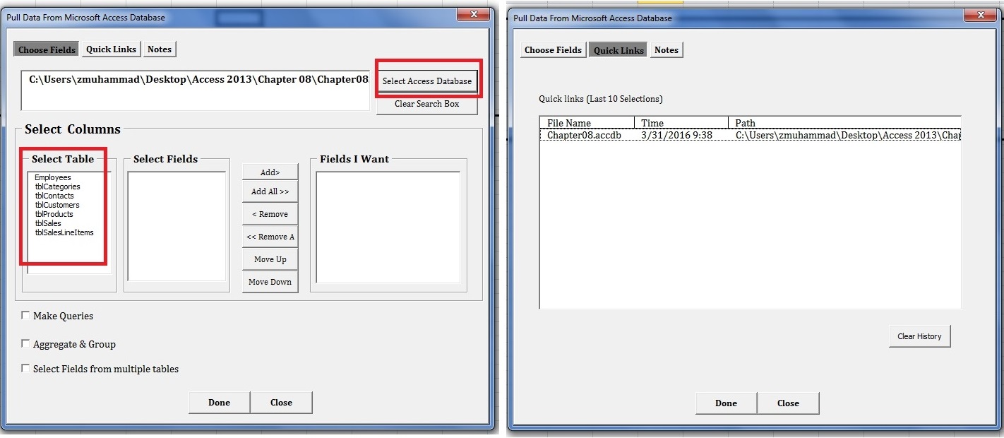 Pull from closed access database