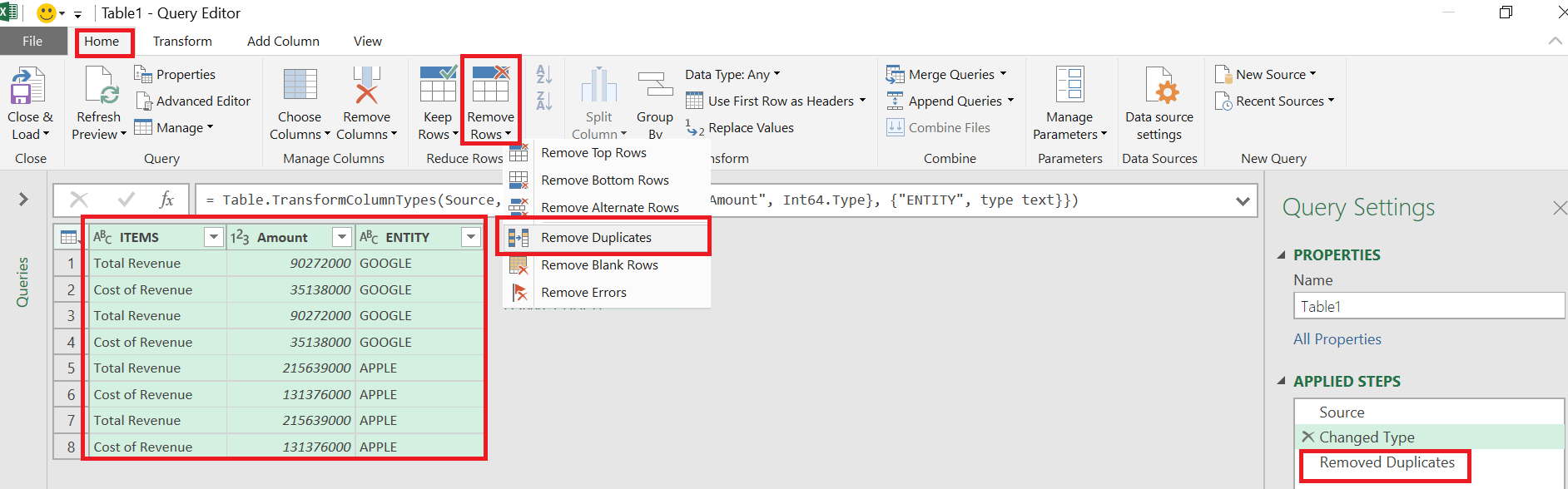 Query rows